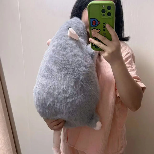 Plush Rat Toy Gray Soft Pillow Plushie For Kids And Adults Decorative Cushion