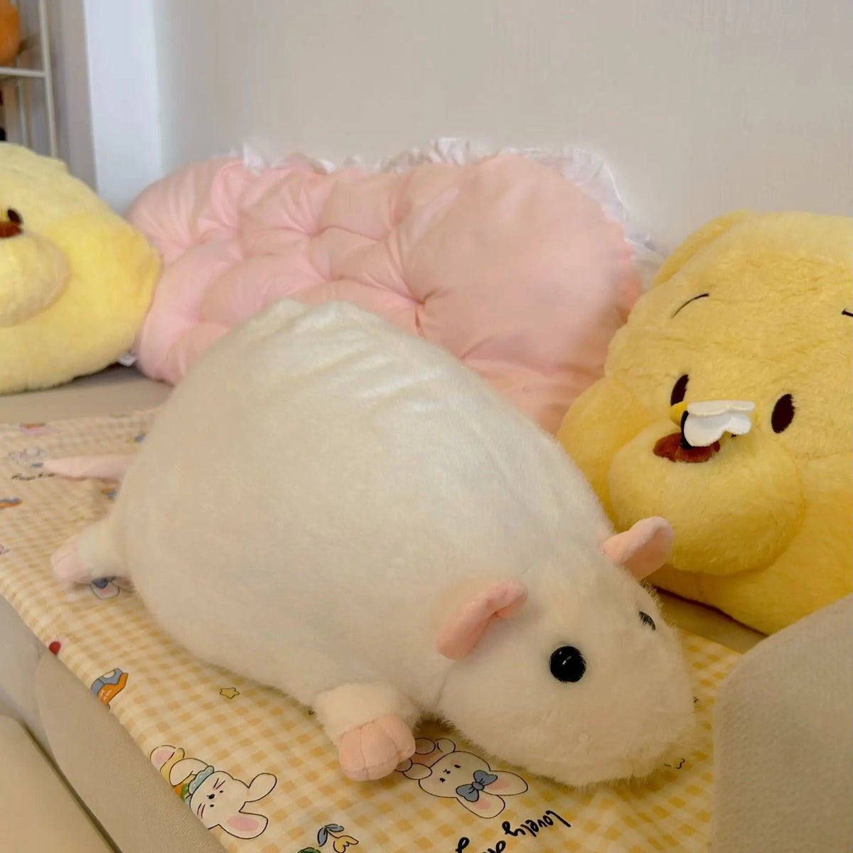 Plush Rat Toy Gray Soft Pillow Plushie For Kids And Adults Decorative Cushion