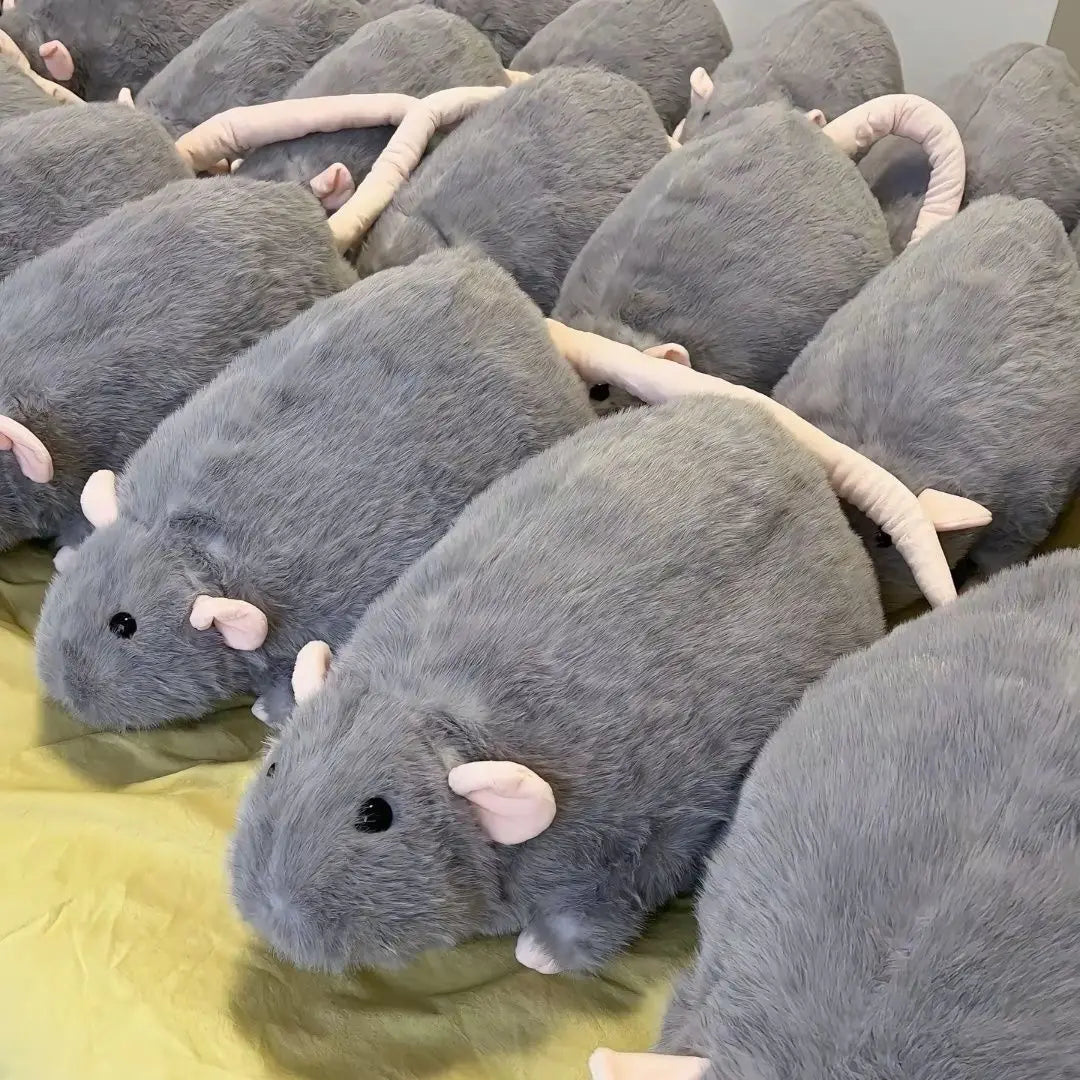 Plush Rat Toy Gray Soft Pillow Plushie For Kids And Adults Decorative Cushion